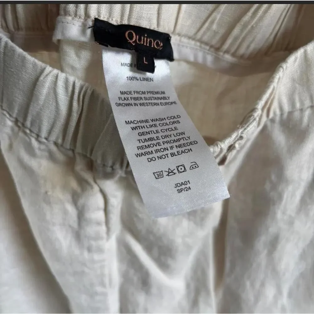 Quince European Linen Pants Trousers Slacks in Flax Sz L Preppy Comfort Classic